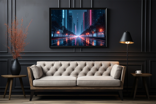 Futuristische Großstadt bei Nacht