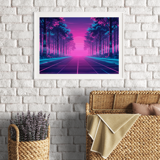 Neonwald im Sonnenuntergang