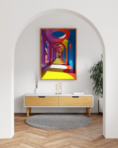 Farbenrausch im futuristischen Gang