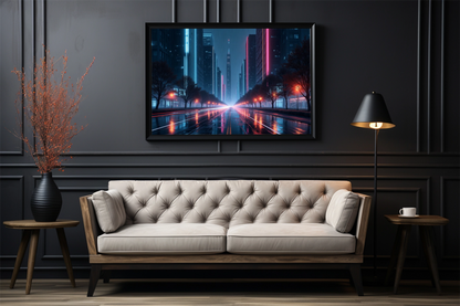 Futuristische Großstadt bei Nacht