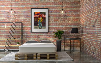 Retro-Vibes vor der Pizzeria